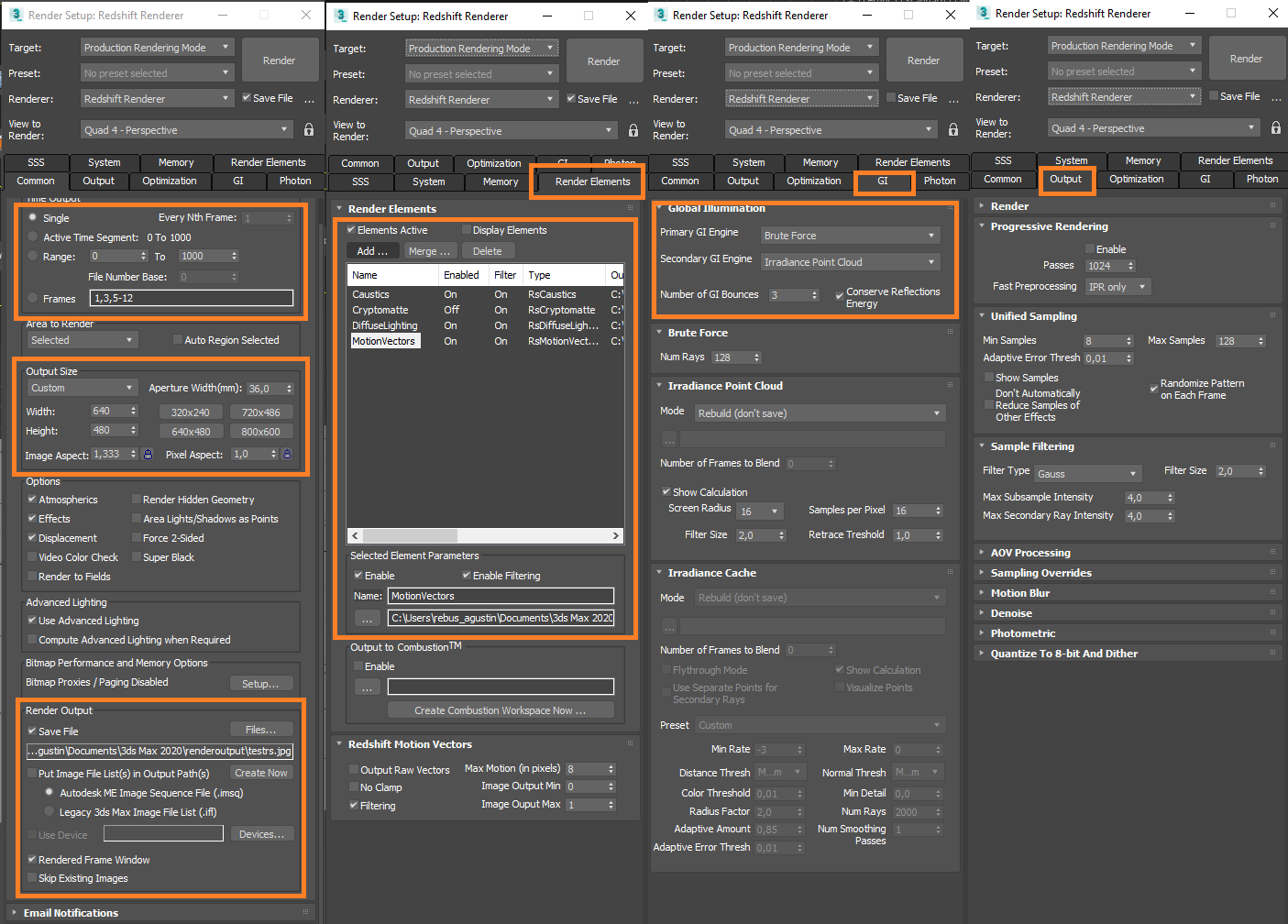 Impostazioni di render for 3ds Max con Redshift Renderer