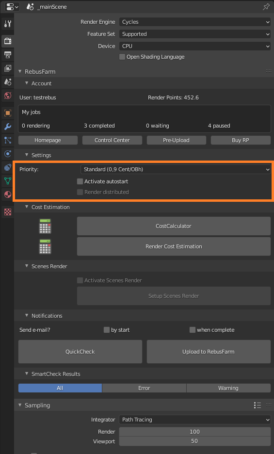 Rebus Farminizer menu - priority in the queue selection