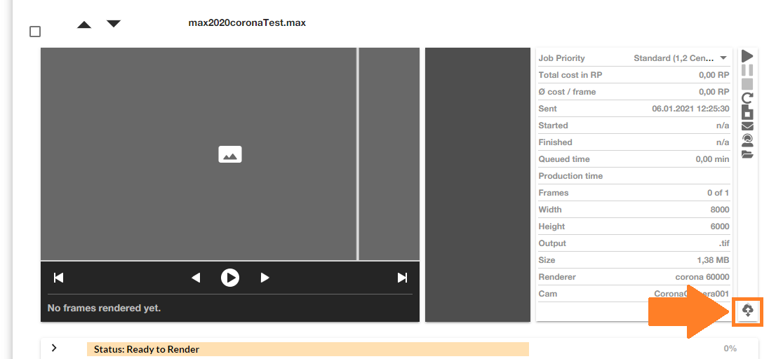 Render Farm ControlCenter - bouton de téléchargement