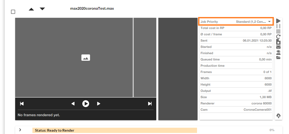 Render Farm ControlCenter - priorità del lavoro