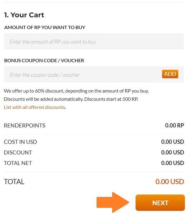 ControlCenter setup - continue with the RenderPoints purchase