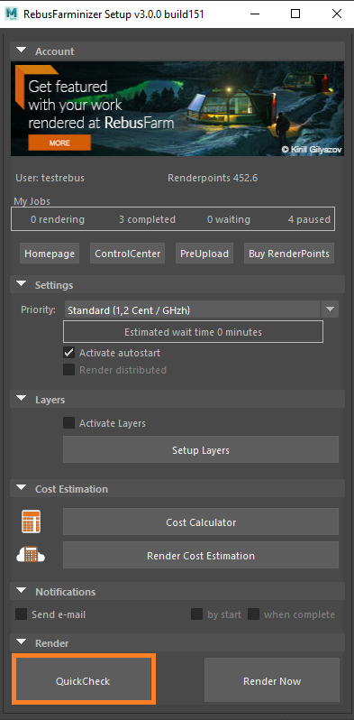 Rebus Farminizer menu - QuickCheck button