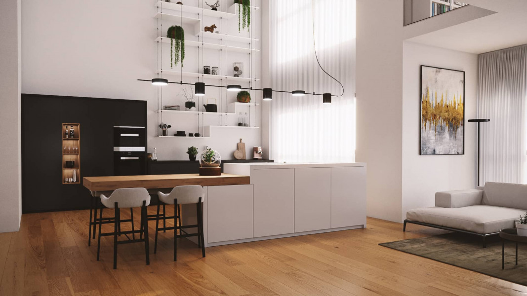 Clean minimal living room