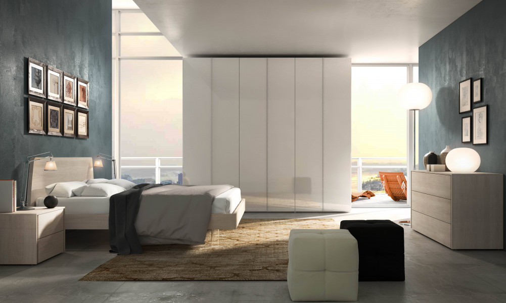 Gray and white bedroom Archviz