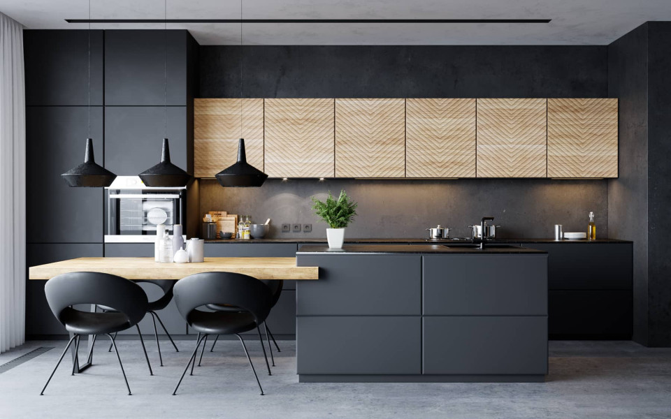 Minimalist black kitchen 