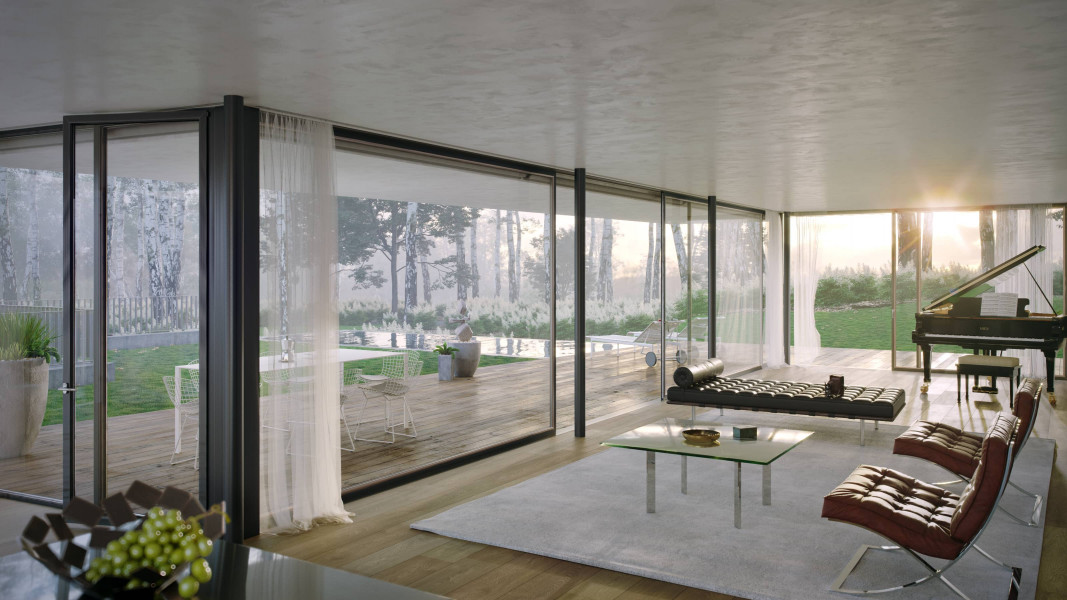 Living room with terasse Archviz