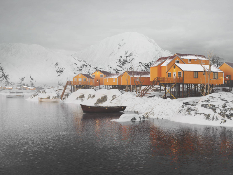 Winter cabin houses