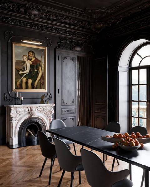 Rendered Black Neoclassical 