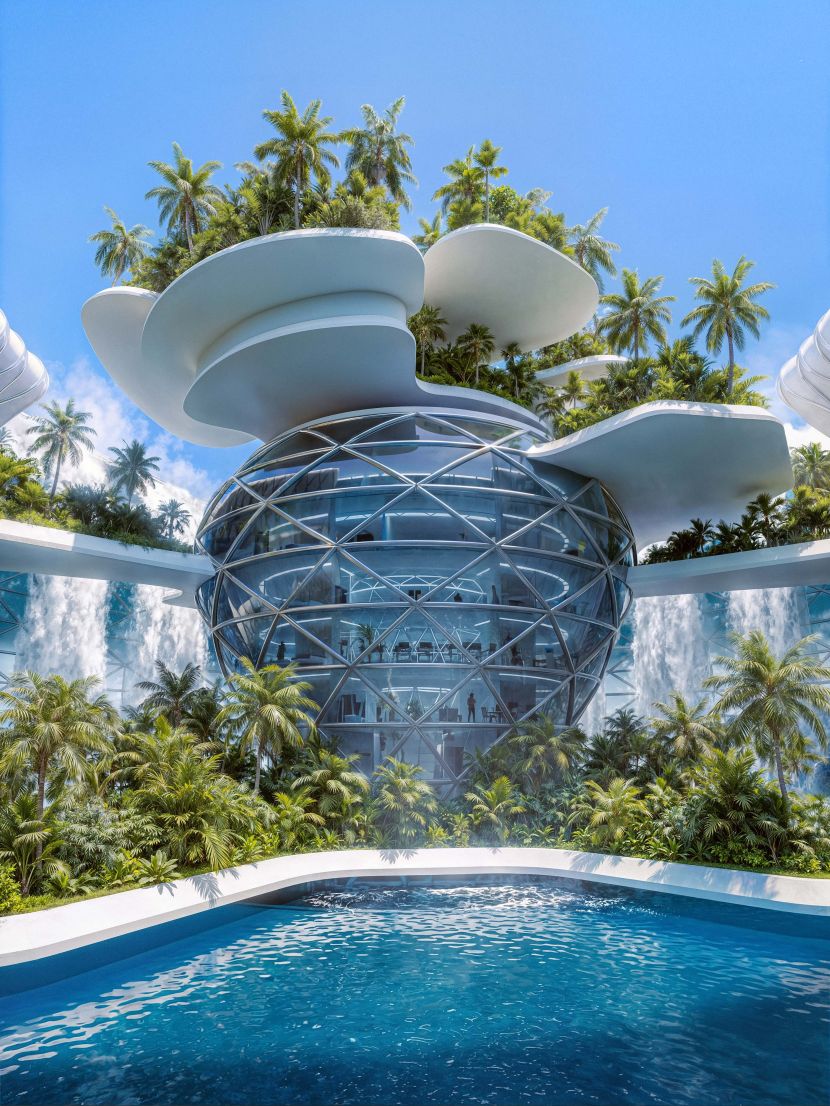 Ahmad Eghtesad, 'Baobab Waterfall' Architectural visualization