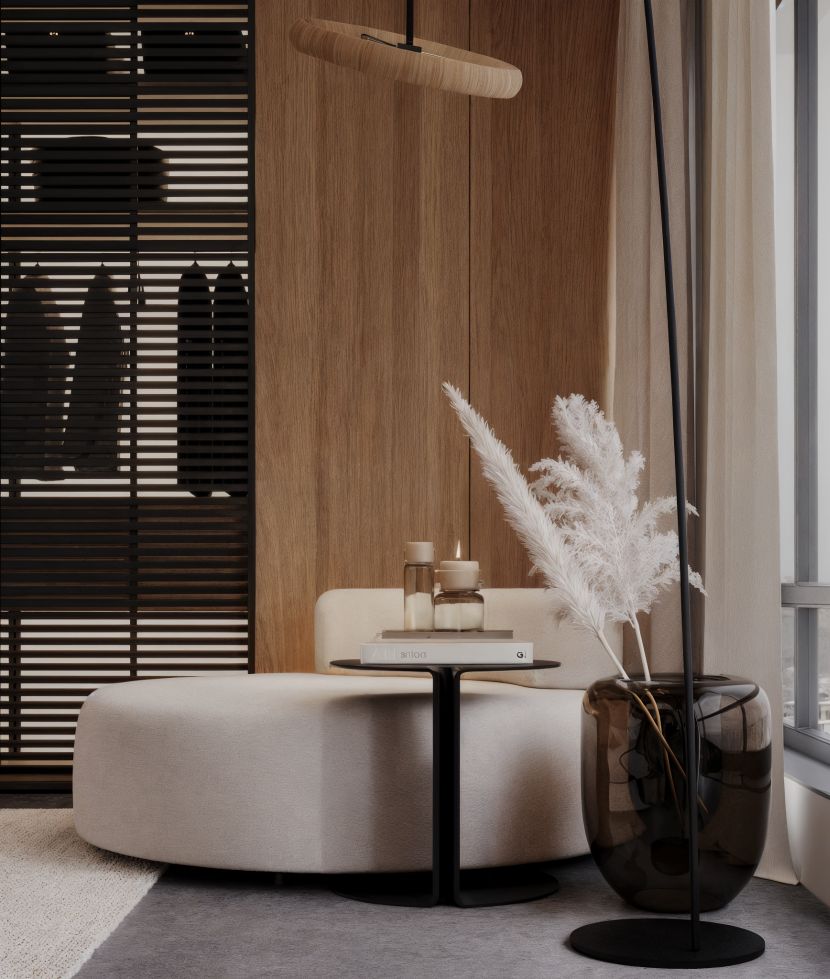 Minimal Room Rendering by Tina Tajadood rendered at RebusFarm: bedroom