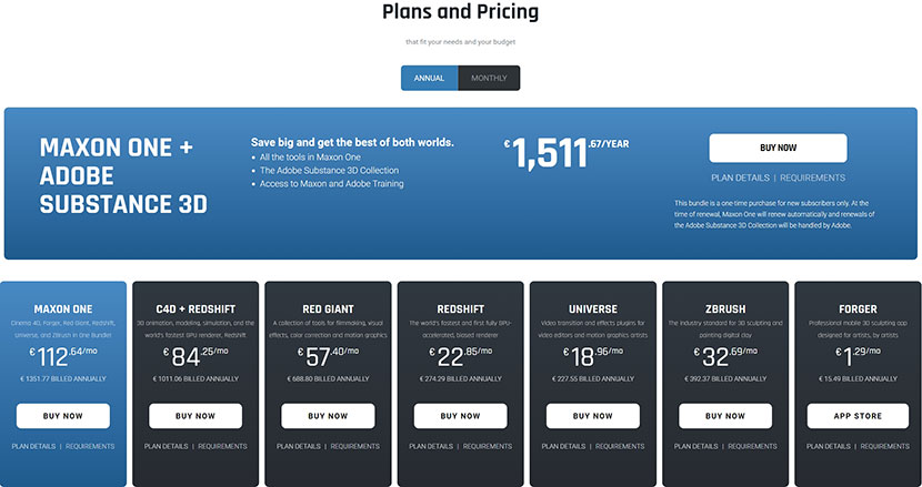 Pricing Maxon 2024