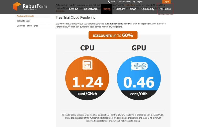 Rebus Render Farm Pricing 2025